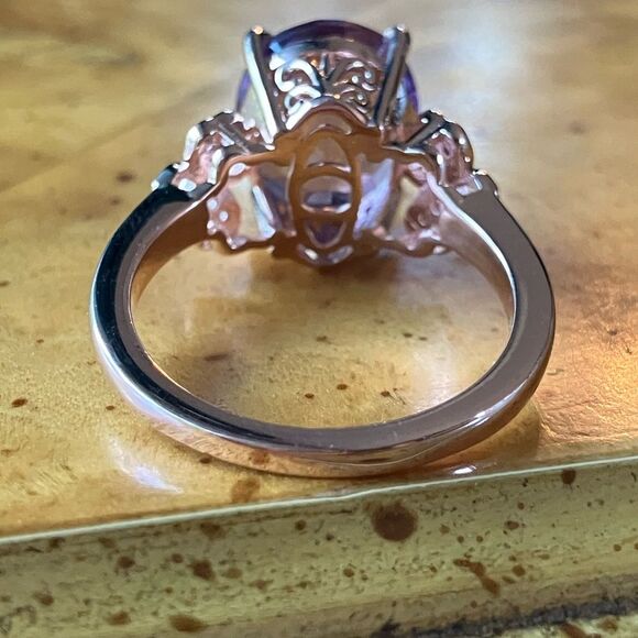 Natural Rose de France Amethyst Sterling Silver Ring - Picture 5 of 9
